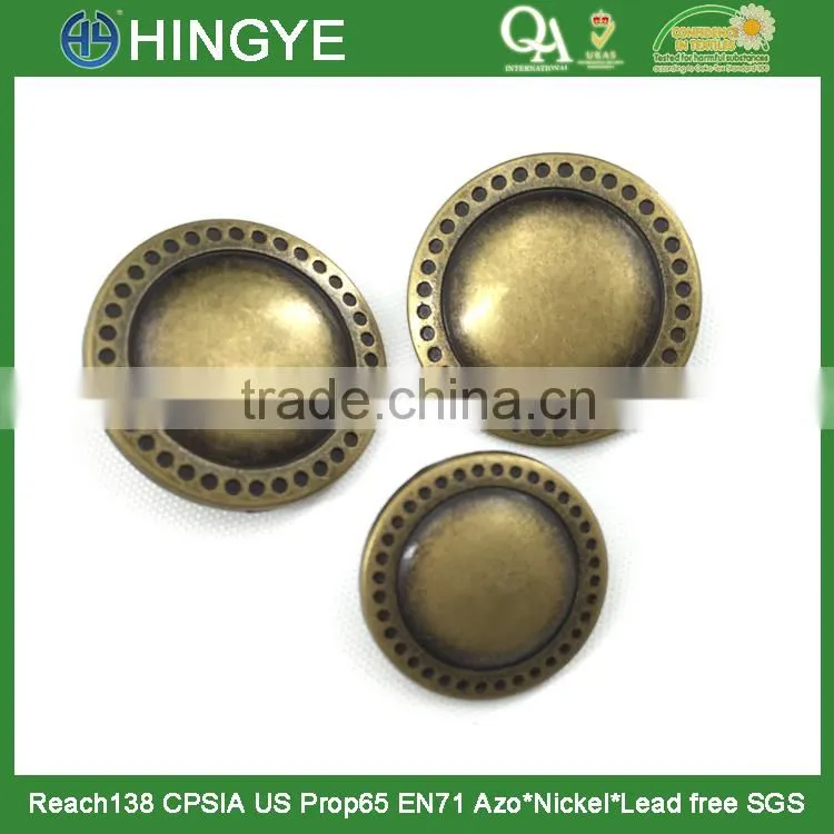 2015 new arrival 25mm fashion antique brass metal shank button for coats-M1666