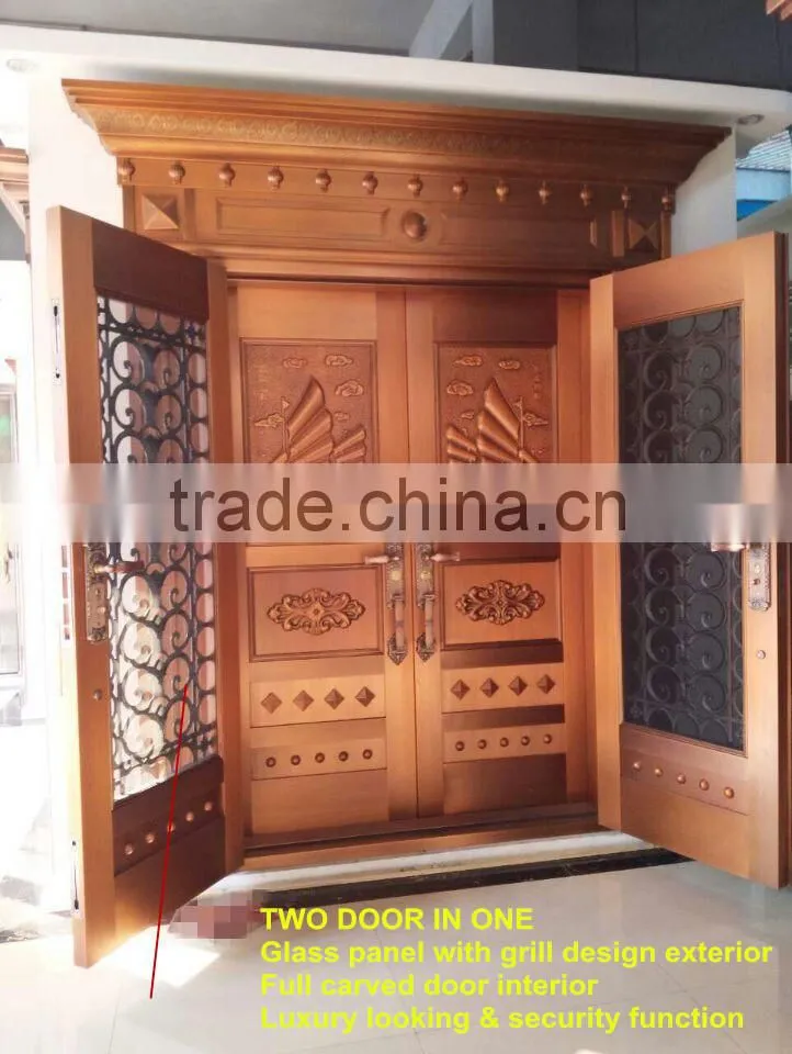 Luxury main door entrance gate COPPER DOOR brass door, extra security & stylish pattern