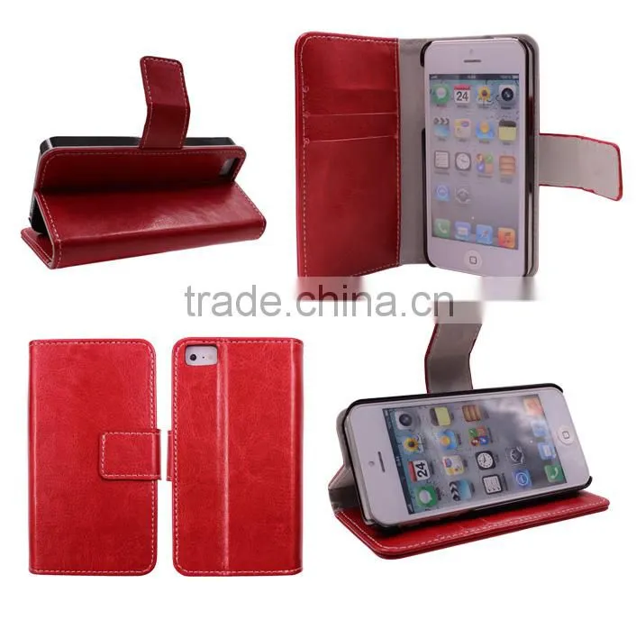 book style magnetic wallet case for iphone 5 with photo frame