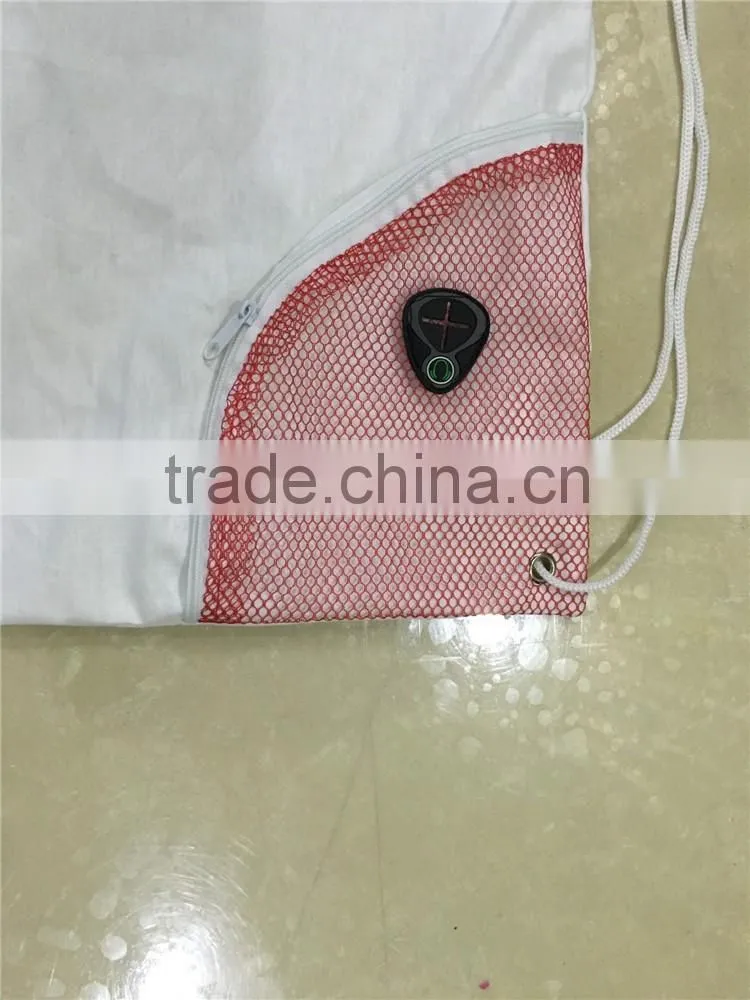 Recyle cotton gym sack drawstring bag with headphone pocket