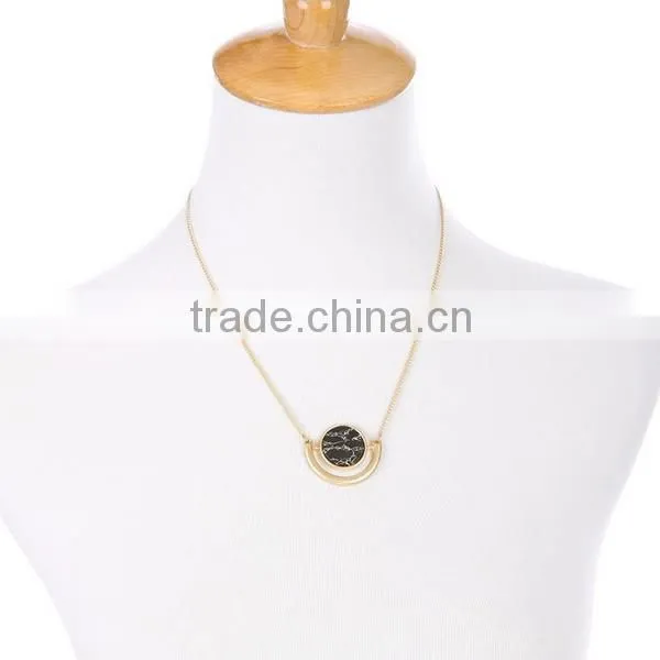 Long Round Marbleized Sphere Pendant Necklaces