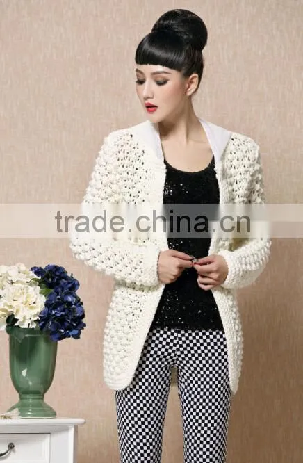 Off-white Crocheted Autumn Coat For Women In Stock