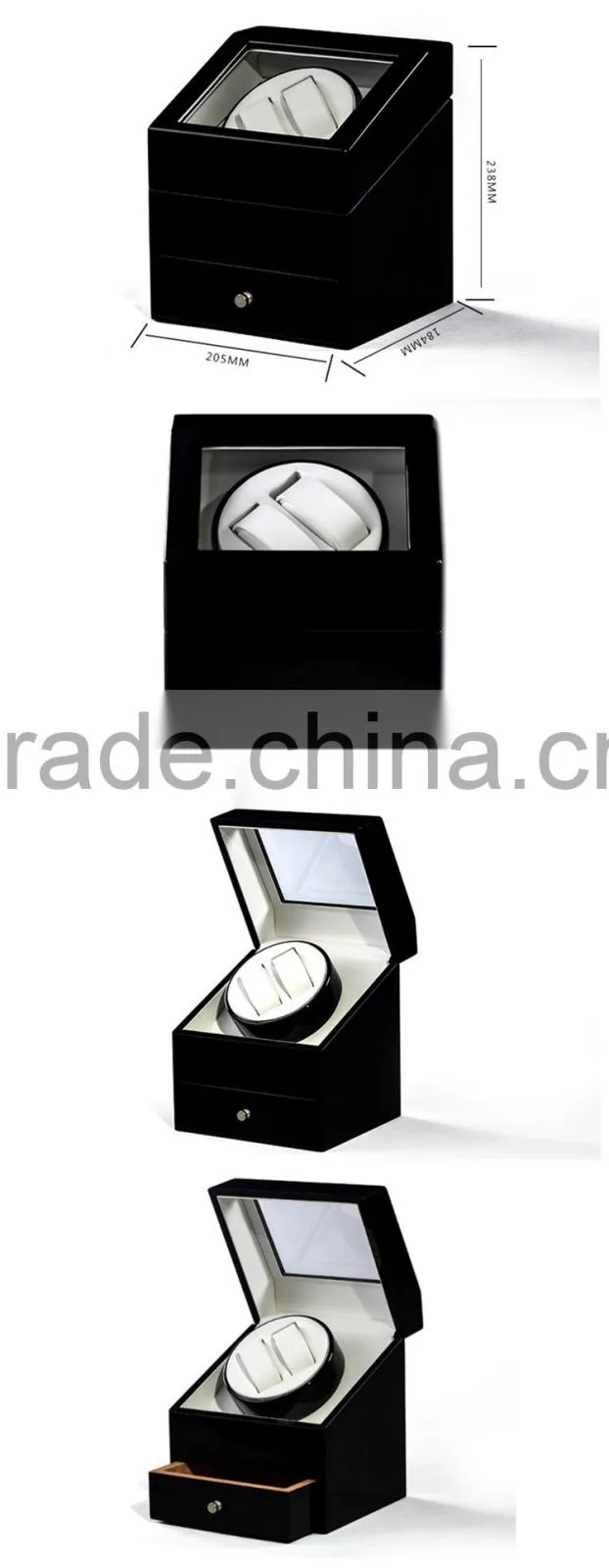 2+3 Slot Black Wooden China Safety Box Watch Winder With A Drawer