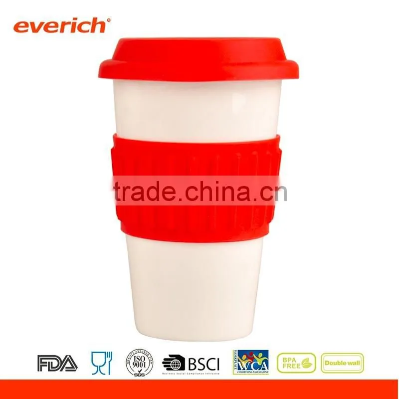 Everich Porcelain Cups & Ceramic Coffee Mug With Silicone Lid
