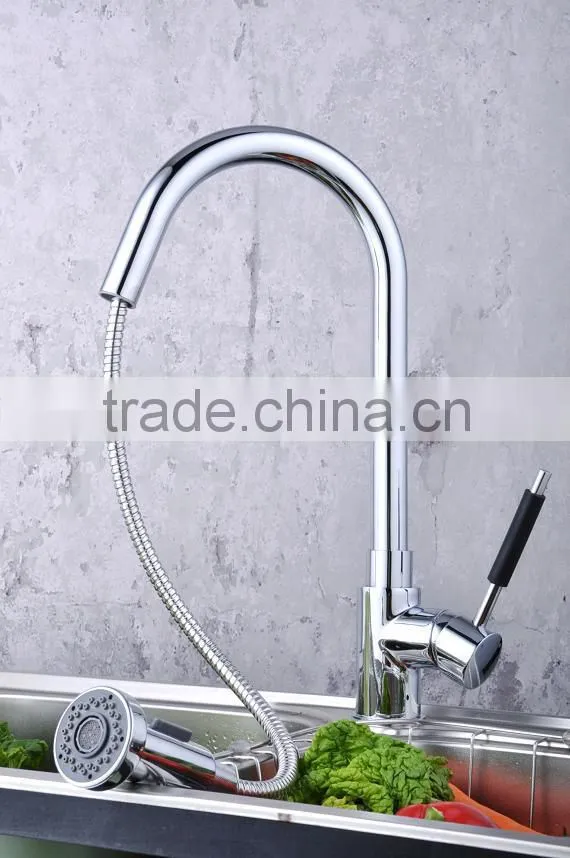 Pull out kitchen faucet with swivel spray
