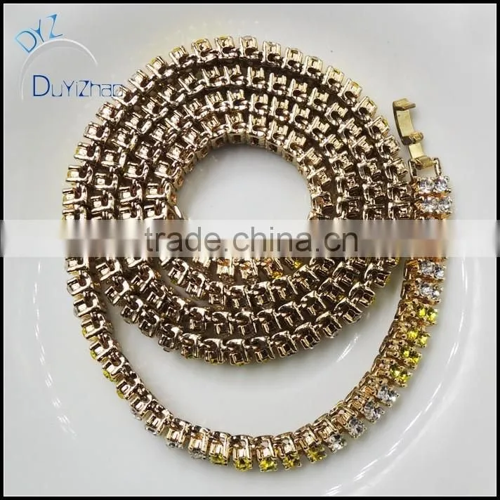 new fashion hip hop cuban plated gold fake diamond necklace