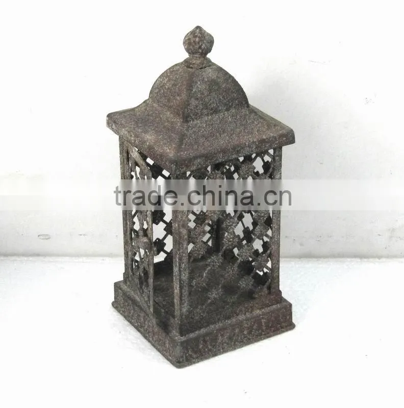 090230MC-square engraved metal candle lantern