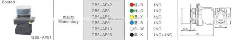 GB5-AP51 CNGAD GB5 series momentary booted pushbutton switch