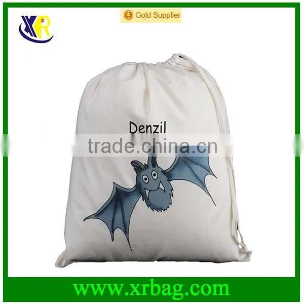 Custom cotton fabric drawstring sling backpack bags