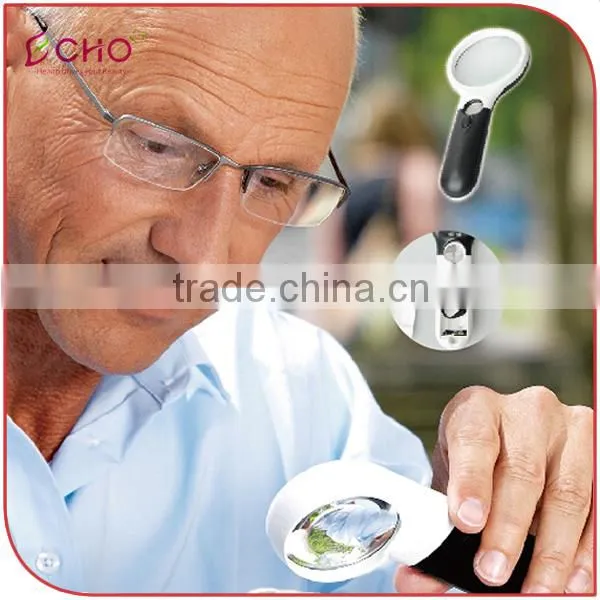 Handheld White-Black Magnifier Loupe with 3 LED Light