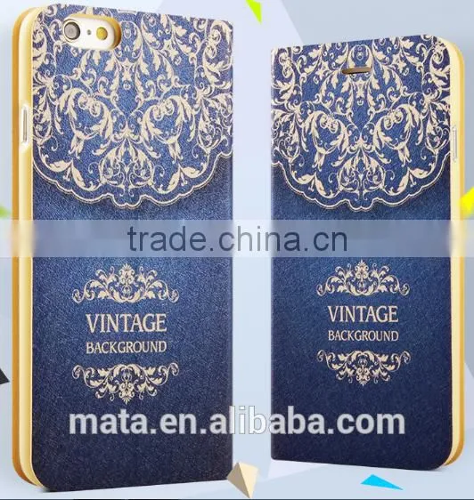 Glod Foil Painting Ultra Thin Breathable Leather Case For iphone 6