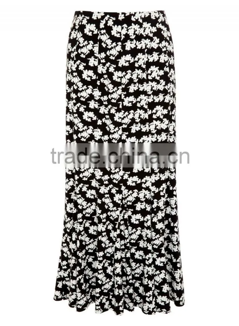 Black Floral Printed Skirt