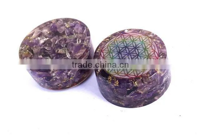 Amethyst Chakra Flower Of Life Orgonite Energy Tower Buster