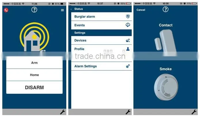 Residential Security System Cloud Based IP Alarm for ANdroid & IOS mobile APP on smart phone