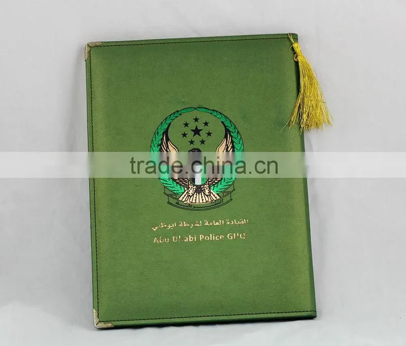 Customized logo A4 size certificate holder/genuine leather certificate folder/pu leather certificate portfolio