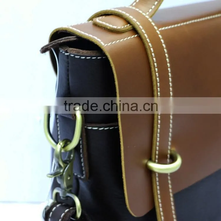 High quality European style portable briefcase coffee real leather men's shoulder bag