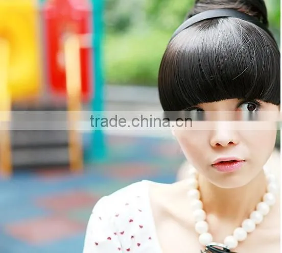 2016 New style heat resistant fiber black hair curly bangs