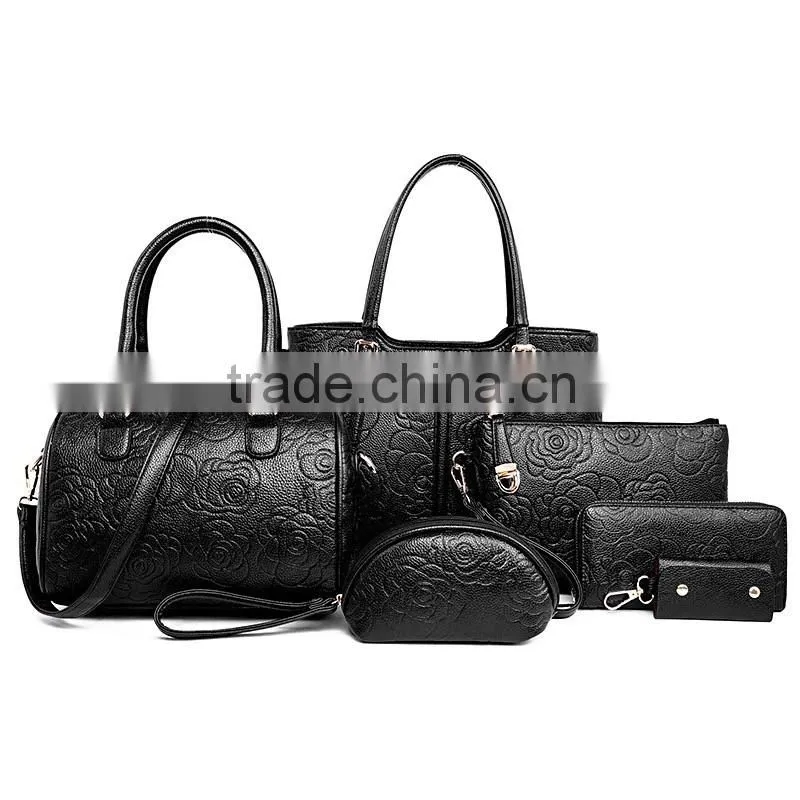 China Wholesale Handbags 2016 Woman Fashion 6 Pieces Leather Handbag Set
