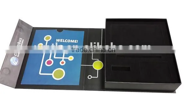black paper box with velvet tray and magnets