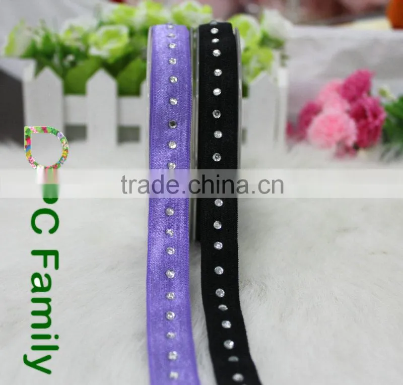 Hot sale 5/8'' FOE fold over elastic with Rhinestones