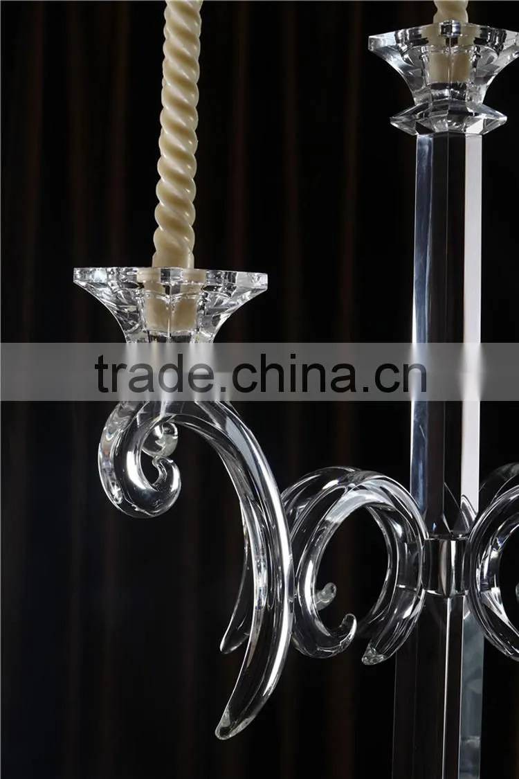 cheap 5 arms long stem wedding decorative crystal candelabra