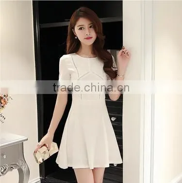 2016 Wholesale White Cotton Dress High-End Elegant Style