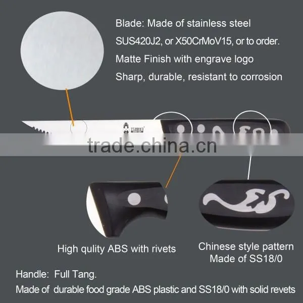 High Quality Stainless Steel Steak Knife With ABS plastics Handle