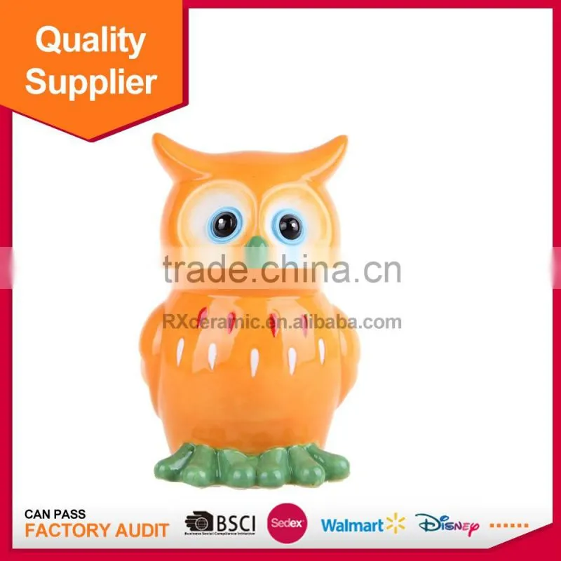 Hot selling creative ceramic animal owl piggy bank as children gift