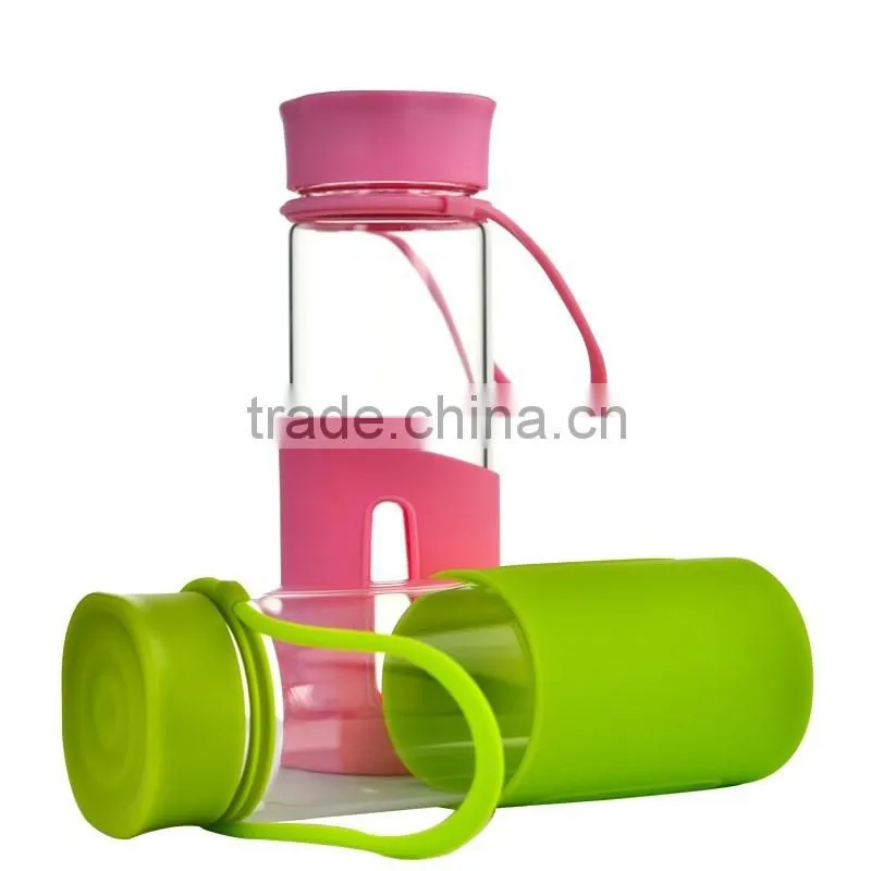high quality travel water borosilicate glass bottle