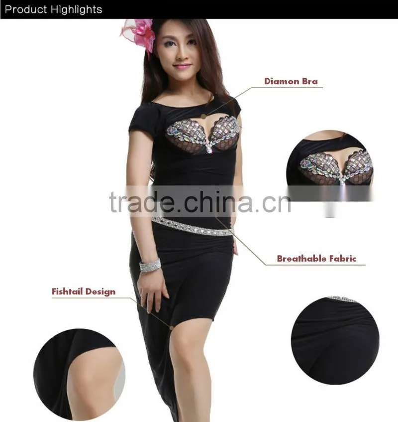 2014 Sexy Belly Dance Performance Costume Dress , belly dance outfits for ladies (QC2215)