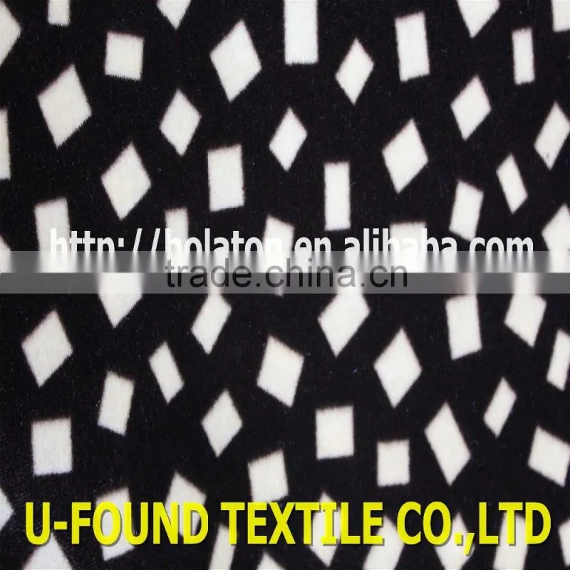 China Velvet Factory Black Write KS Polyester Spandex Velvet Fabric For Garment