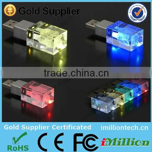 Wholesales Alibaba Express LED Light Crystal USB Flash Drive,USB glass flash drives,3D Crystal Glass USB Pendrive
