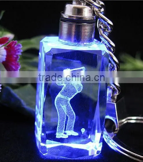 2016 Best selling 3d laser engraving human image crystal glass keychain