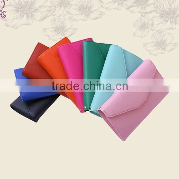 Wholesale multifunction cheap PU leather clutch purse with pen holder design for woman