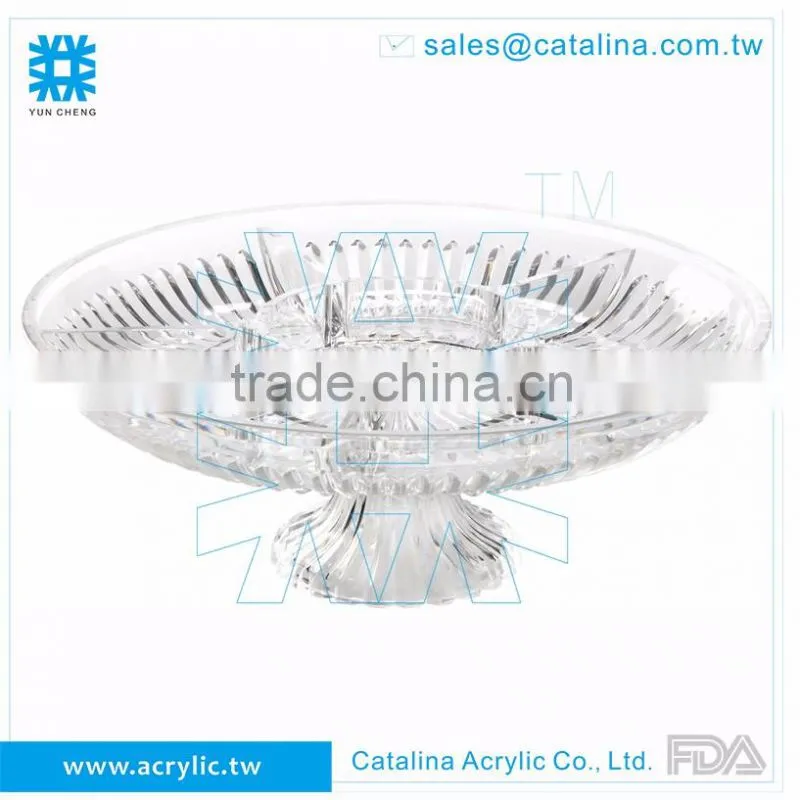 High Quality Acrylic Plastic Banquet wedding dessert Fruit 3 around compartment tray
