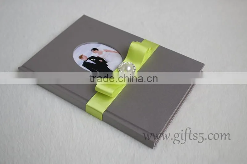 Best quality Grey silk cover wedding sign in book