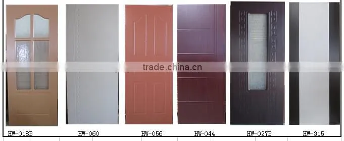 Classic design mdf pvc wood panel pure color decorative interior door with hinges ,locks