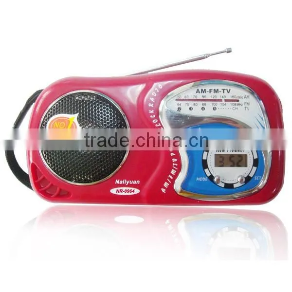 Hot sales AM FM 2 band radio with clock for promotion