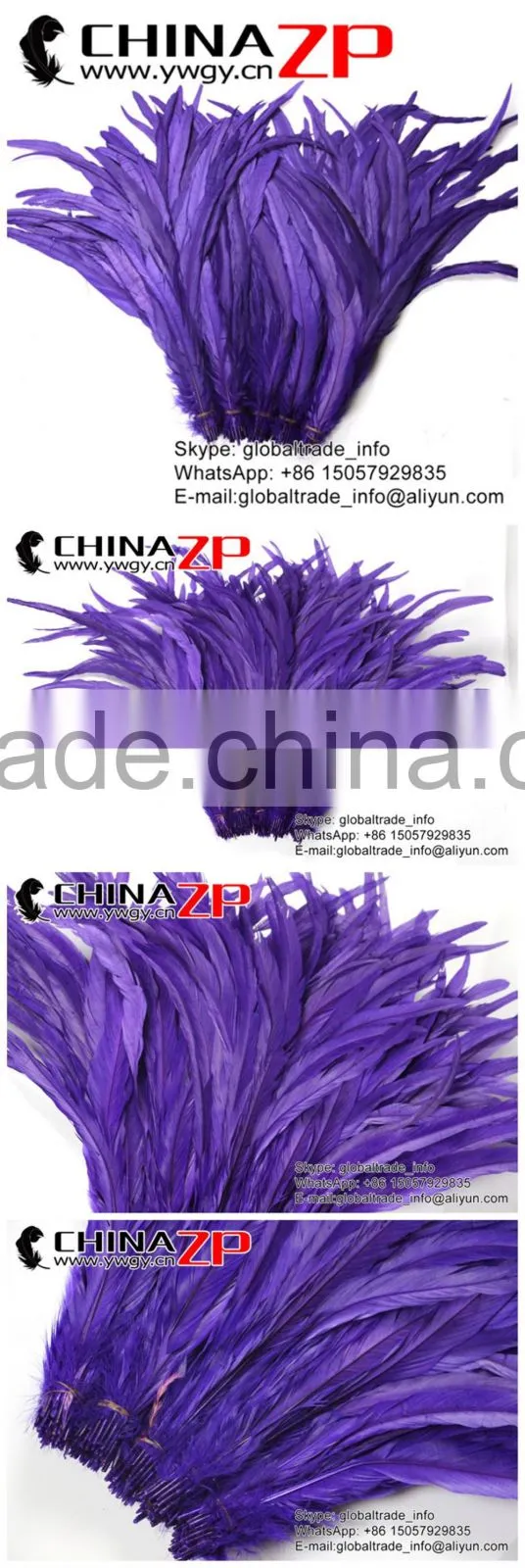 Top Supplier ZPDECOR Wholesale 35-40cm Length Good Colored Royal Purple Fully Dyed Rooster Chicken Feathers for Sale