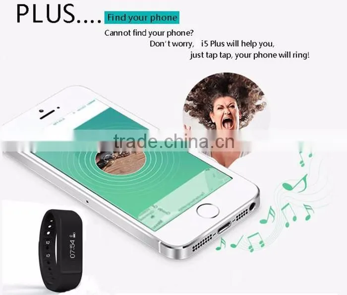 2016 I5 Plus Smart Bluetooth 4.0 Watch IP67 Sleep Monitoring Sports Tracking Wristband Call Message Reminding Sedentary Alert