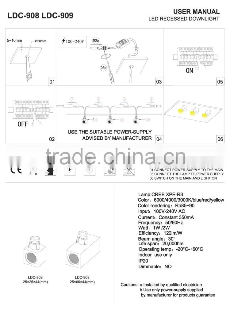 modern up and down 2*1w mini led decorative light