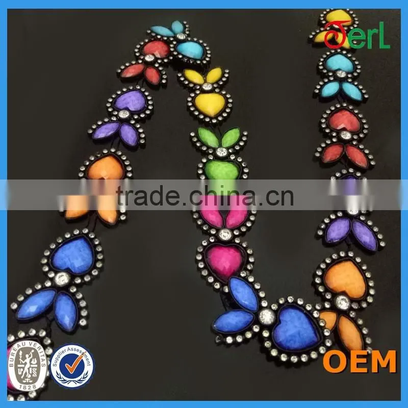 Fancy multicolor rhinestone brass cup chain for garment accessories