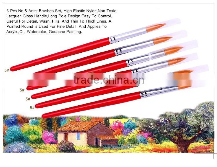 Hot Sale Paintbrush Mini Sable Hair Travel Artist Paint Brush Set Red Handle drawing Brush Round Artist For Acrylic oil Painting