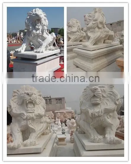 Life size whtie marble lion sculpturte
