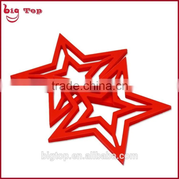 BT0189 Wholesale Silicone Star Shapes Heat Resistant Table Mat Silicone Trivet Pot Holder Silicone Cup Mat