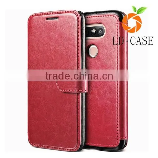Leather Wallet Stand Flip Case Back Cover Cell Phone Accessories for LG G5