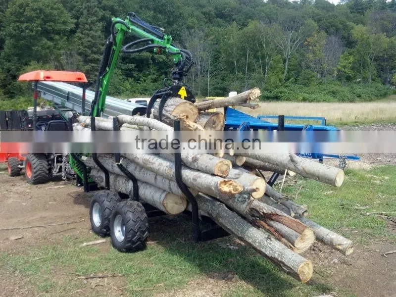 Top quality! log trailers with grapple/ log loader trailer with crane