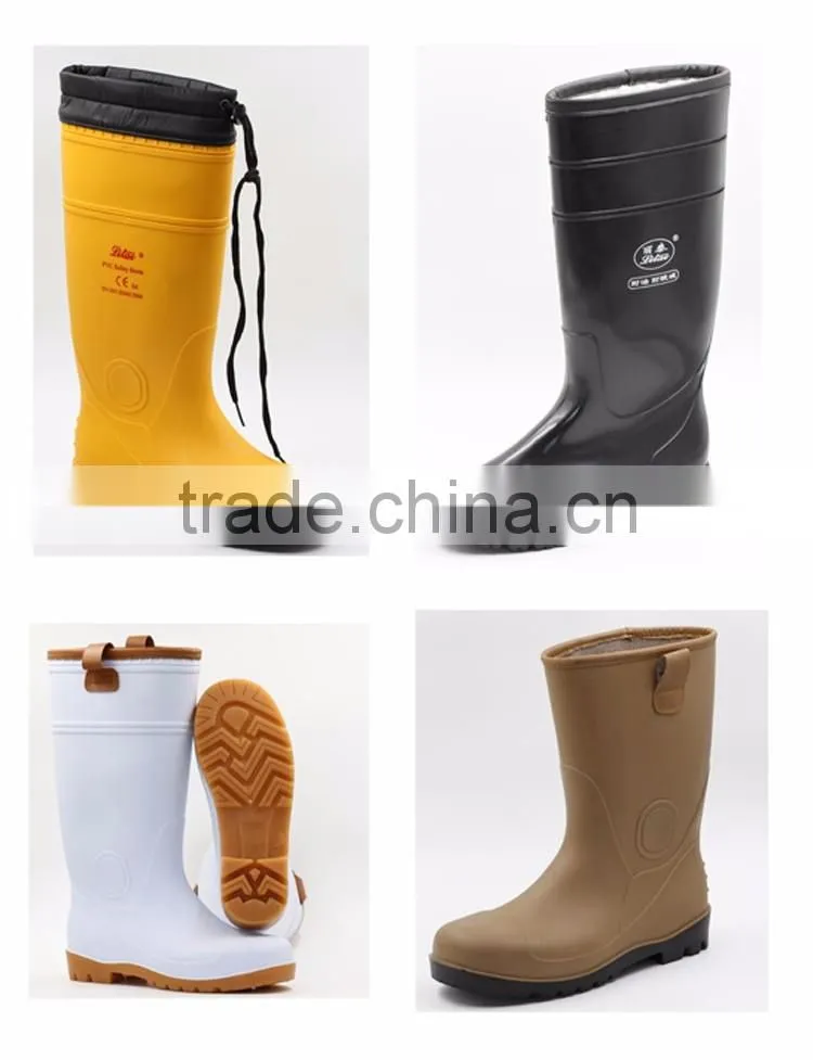 Black Cold-Resistant Winter Work Rain Boots with Fur Lining