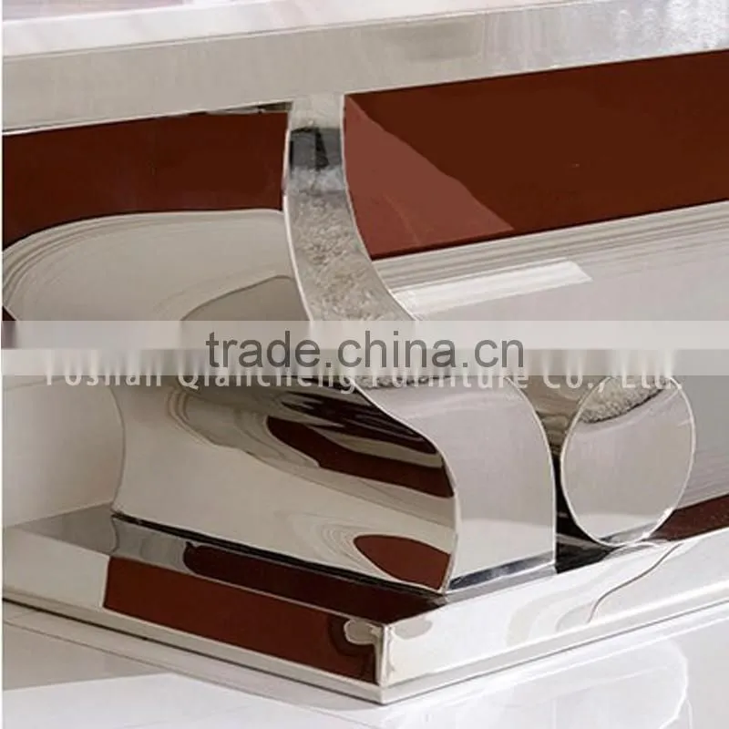 2017 new model artificial granite tv stand with silver stainless steel leg