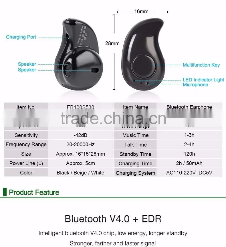 Factory supply earphone for iphone 6 new bluetooth earphone with 3.5mm jack